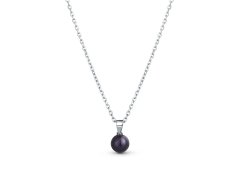 JwL Luxury Pearls Jemný stříbrný náhrdelník s pravou černou perlou JL0836 (řetízek, přívěsek)