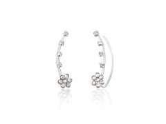 JwL Luxury Pearls Květinové podélné náušnice s krystaly JL0722