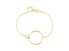 JwL Luxury Pearls Minimalistický pozlacený náramek s pravou perlou JL0858