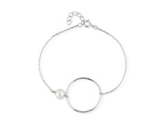 JwL Luxury Pearls Minimalistický stříbrný náramek s pravou perlou JL0859