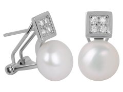 JwL Luxury Pearls Nádherné náušnice s pravou perlou a krystaly JL0430