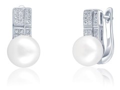 JwL Luxury Pearls Nádherné náušnice s pravou perlou a zirkony JL0644