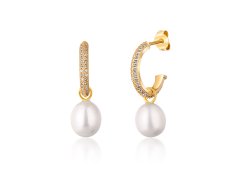 JwL Luxury Pearls Nádherné pozlacené náušnice kruhy s pravými perlami 2v1 JL0771