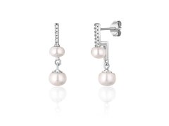 JwL Luxury Pearls Nápadité stříbrné náušnice s pravými perlami a zirkony JL0773