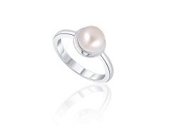 JwL Luxury Pearls Něžný stříbrný prsten s pravou bílou perlou JL0677 52 mm