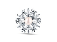 JwL Luxury Pearls Okouzlující brož ve tvaru sněhové vločky s perlou JL0874