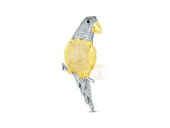 JwL Luxury Pearls Okouzlující pozlacená brož papoušek s pravou perlou JL0870