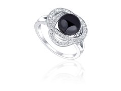 JwL Luxury Pearls Okouzlující prsten s černou perlou a zirkony JL0760 56 mm