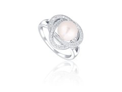 JwL Luxury Pearls Okouzlující prsten s pravou perlou a zirkony JL0759 52 mm