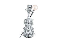 JwL Luxury Pearls Oslnivá perlová brož Housle JL0872