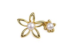 JwL Luxury Pearls Pozlacená brož Květiny s&nbsp;pravou perlou JL0886