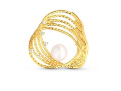 JwL Luxury Pearls Pozlacená perlová brož s pravou perlou a zirkony JL0846