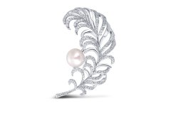 JwL Luxury Pearls Překrásná perlová brož Peříčko JL0699