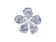 JwL Luxury Pearls Půvabná brož s&nbsp;pravou perlou Stříbrný květ JL0882
