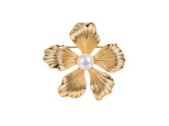 JwL Luxury Pearls Půvabná brož s&nbsp;pravou perlou Zlatý květ JL0883