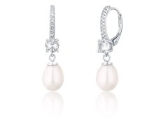 JwL Luxury Pearls Půvabné stříbrné náušnice s pravými perlami a zirkony JL0739