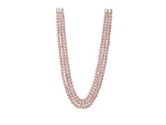 JwL Luxury Pearls Půvabný třířadý náhrdelník z pravých růžových říčních perel JL0671