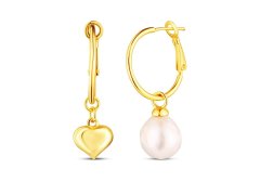 JwL Luxury Pearls Romantické asymetrické náušnice se srdcem a sladkovodní perlou 2v1 JL0854