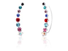 JwL Luxury Pearls Slušivé podélné náušnice s barevnými krystaly JL0742