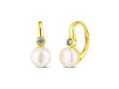 JwL Luxury Pearls Slušivé pozlacené náušnice s perlami a zirkony JL0851