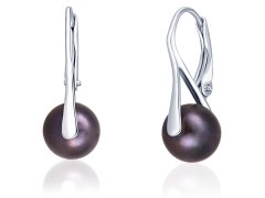 JwL Luxury Pearls Stříbrné náušnice s pravou černou perlou JL0650