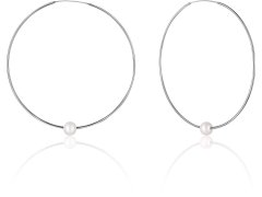JwL Luxury Pearls Stříbrné náušnice kruhy s pravými bílými perlami JL0638