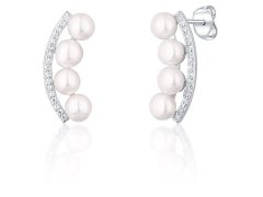 JwL Luxury Pearls Stříbrné náušnice s říčními perlami a zirkony JL0744