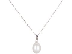 JwL Luxury Pearls Stříbrný náhrdelník s pravou perlou JL0436 (řetízek, přívěsek) 55 cm