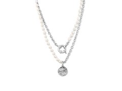 JwL Luxury Pearls Stylový ocelový náhrdelník s pravými říčními perlami JL0799