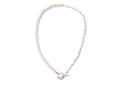 JwL Luxury Pearls Trendy ocelový náhrdelník s pravými říčními perlami JL0788