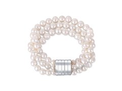 JwL Luxury Pearls Třířadý náramek z pravých bílých perel JL0668