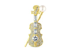 JwL Luxury Pearls Třpytivá perlová brož Housle JL0871