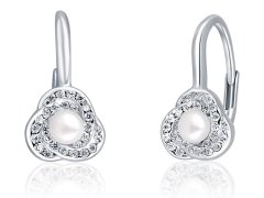JwL Luxury Pearls Úchvatné stříbrné náušnice s perlou a zirkony JL0642