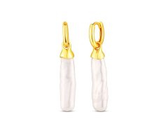 JwL Luxury Pearls Visací zlacené náušnice se sladkovodní perlou 2v1 JL0855