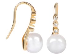 JwL Luxury Pearls Zlacené stříbrné visací náušnice s pravou perlou JL0411