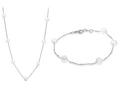 JwL Luxury Pearls Zvýhodněná perlová souprava šperků JL0353 a JL0355 (náramek, náhrdelník)