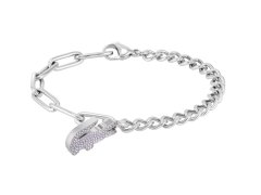 Lacoste Dámský ocelový náramek s fialovými krystaly Crocodile 2040554