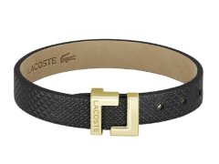 Lacoste Elegantní černý kožený náramek Lura 2040166