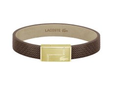 Lacoste Hnědý kožený náramek Monogram Leather 2040187 17,5 cm
