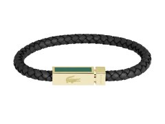 Lacoste Černý kožený náramek pro muže Rockel 2040451
