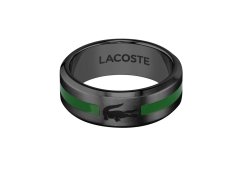 Lacoste Originální černý prsten Stencil 2040084 64 mm