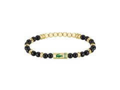 Lacoste Pozlacený korálkový náramek s onyxem Matchpoint 2040593