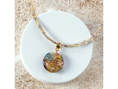 Lampglas Dvojitý náhrdelník Art Nouveau s&nbsp;24karátovým zlatem v&nbsp;perle Lampglas NP48