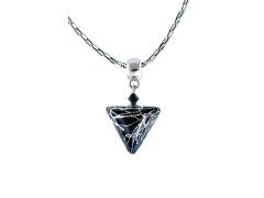 Lampglas Elegantní náhrdelník Black Marble Triangle s ryzím stříbrem v perle Lampglas NTA2