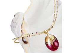 Lampglas Elegantní náhrdelník Red Sea s perlou Lampglas s 24karátovým zlatem NP25