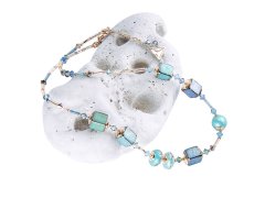 Lampglas Elegantní náhrdelník Turquoise Beauty z perel Lampglas NCU51