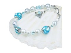 Lampglas Elegantní náramek Blue Lace s perlami Lampglas s ryzím stříbrem BP4