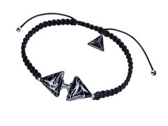 Lampglas Elegantní náramek Double Black Marble Triangle s ryzím stříbrem v perlách Lampglas BTA-D-2
