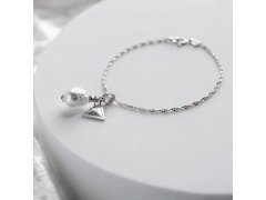 Lampglas Náramek Moon Nude s&nbsp;ryzím stříbrem v&nbsp;perle BNM4/AG/RHO 19 cm