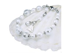 Lampglas Elegantní náramek White Lace s perlami Lampglas s ryzím stříbrem BP1